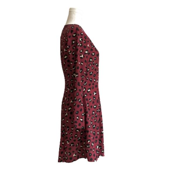Divided Red Burgundy Animal Print V-Neck Long Sleeve Wrap Dress Size 6 NEW - Picture 5 of 13